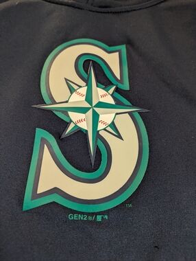 Seattle Mariners Logo Graphic Tee - Navy with Teal & Cream Logo Kids M 10-12